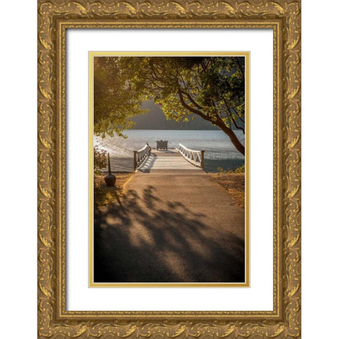 Crescent Lake Pier Gold Ornate Wood Framed Art Print with Double Matting by Oldford, Tim