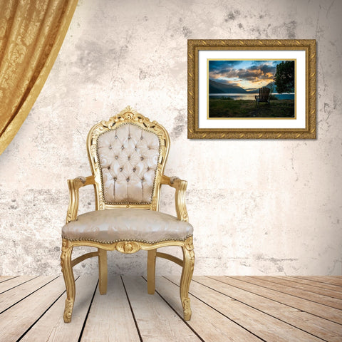 Crescent Lake Chair Gold Ornate Wood Framed Art Print with Double Matting by Oldford, Tim