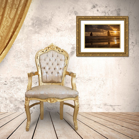 Monolith Sunset Gold Ornate Wood Framed Art Print with Double Matting by Oldford, Tim