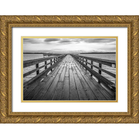 Sidney Pier Gold Ornate Wood Framed Art Print with Double Matting by Oldford, Tim