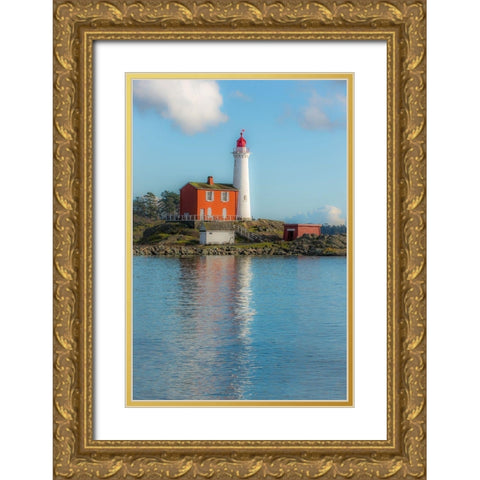 Lighthouse Reflection Gold Ornate Wood Framed Art Print with Double Matting by Oldford, Tim