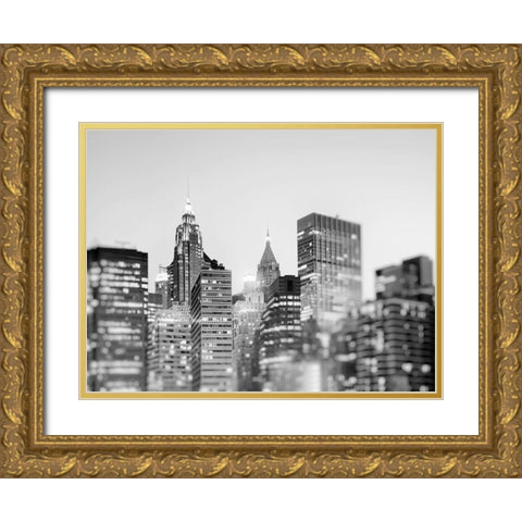 New York 3 Gold Ornate Wood Framed Art Print with Double Matting by Okula, Carina