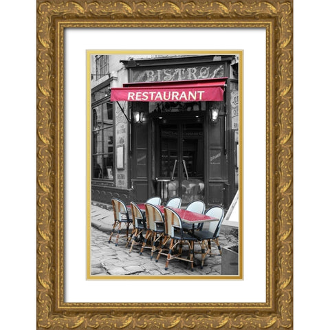 Paris No. 5 Gold Ornate Wood Framed Art Print with Double Matting by Okula, Carina