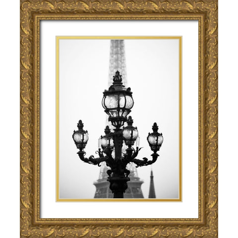 City of Light and Love Gold Ornate Wood Framed Art Print with Double Matting by Okula, Carina