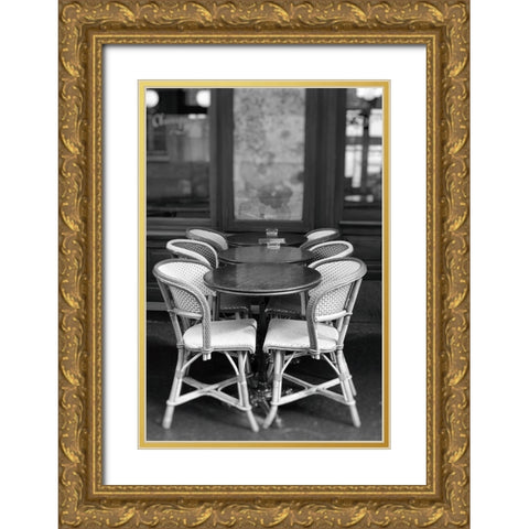 Paris Cafe No. 21 Gold Ornate Wood Framed Art Print with Double Matting by Okula, Carina