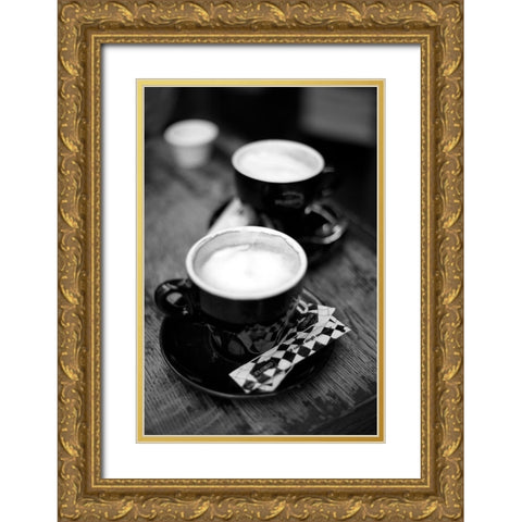 Paris Cafe No. 22 Gold Ornate Wood Framed Art Print with Double Matting by Okula, Carina