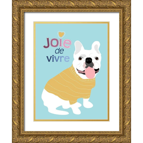 French Bulldog Joie de vivre Gold Ornate Wood Framed Art Print with Double Matting by Oliphant, Ginger