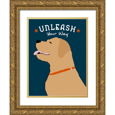 Unleash Your Wag Gold Ornate Wood Framed Art Print with Double Matting by Oliphant, Ginger