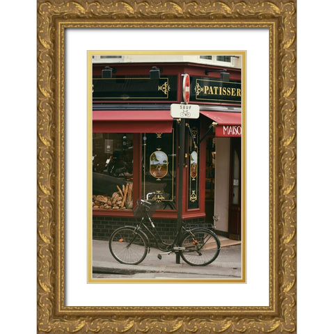 Baguettes and a Bike Gold Ornate Wood Framed Art Print with Double Matting by Okula, Carina