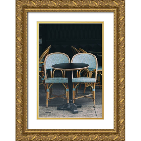 Perfect Paris People Watching Cafe Gold Ornate Wood Framed Art Print with Double Matting by Okula, Carina