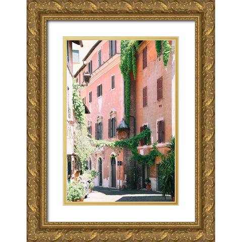 Pink Buildings in Rome Gold Ornate Wood Framed Art Print with Double Matting by Okula, Carina