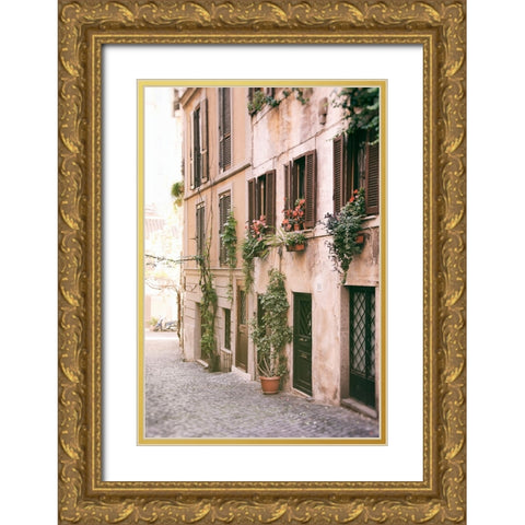 Rustic Roman Street Gold Ornate Wood Framed Art Print with Double Matting by Okula, Carina