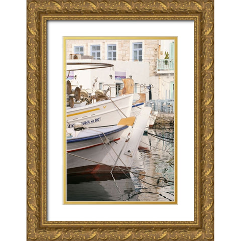 Morning by The Fishing Port Gold Ornate Wood Framed Art Print with Double Matting by Okula, Carina