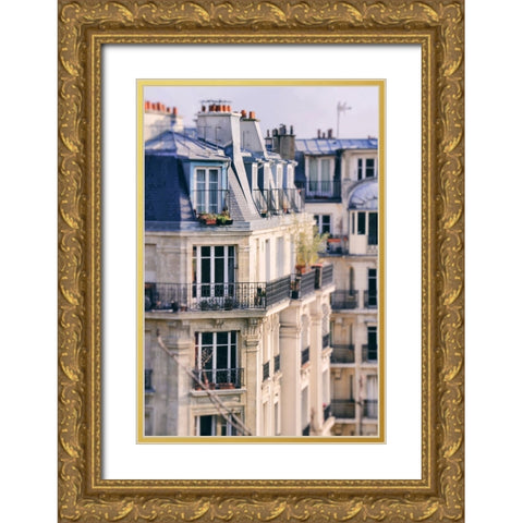 The Paris Apartment View Gold Ornate Wood Framed Art Print with Double Matting by Okula, Carina