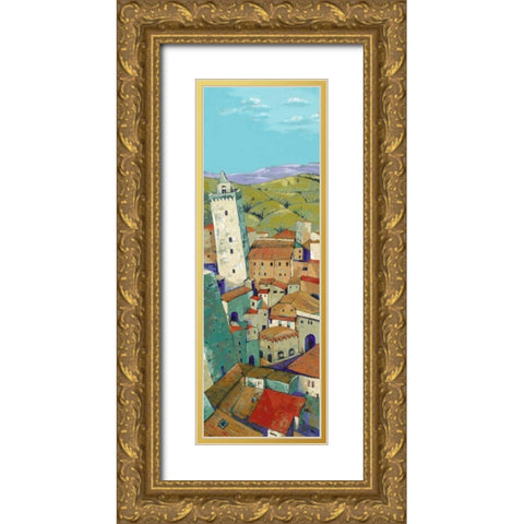 Rooftops of San Gimignano Gold Ornate Wood Framed Art Print with Double Matting by Parsons, Jane Henry