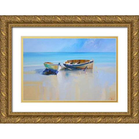 Afternoon Gulls Gold Ornate Wood Framed Art Print with Double Matting by Penny, Craig Trewin