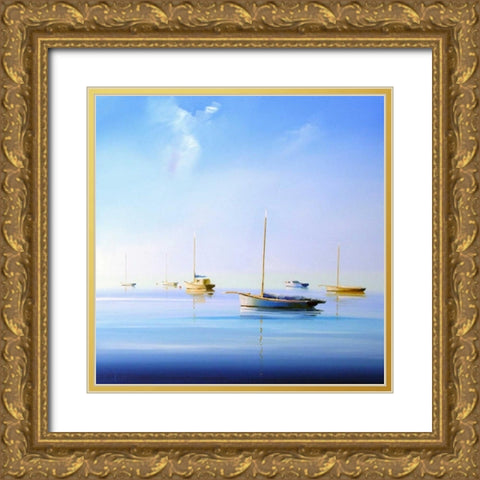 Blue Couta 2 Gold Ornate Wood Framed Art Print with Double Matting by Penny, Craig Trewin