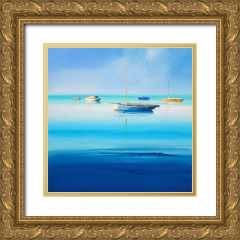 Blue Couta Gold Ornate Wood Framed Art Print with Double Matting by Penny, Craig Trewin