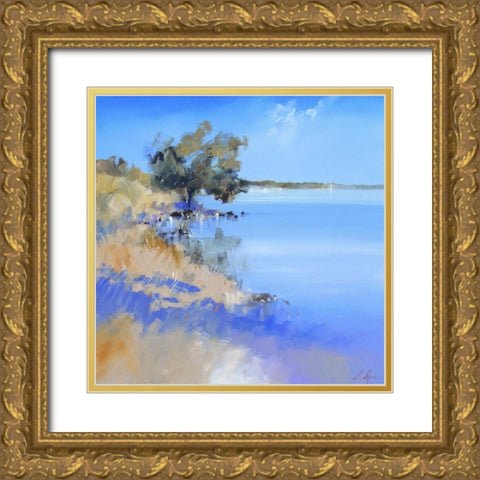 Lake Bolac Gold Ornate Wood Framed Art Print with Double Matting by Penny, Craig Trewin