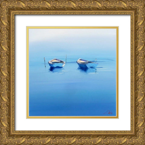 Late Moorings Gold Ornate Wood Framed Art Print with Double Matting by Penny, Craig Trewin
