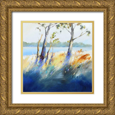 Murray River Bank Gold Ornate Wood Framed Art Print with Double Matting by Penny, Craig Trewin