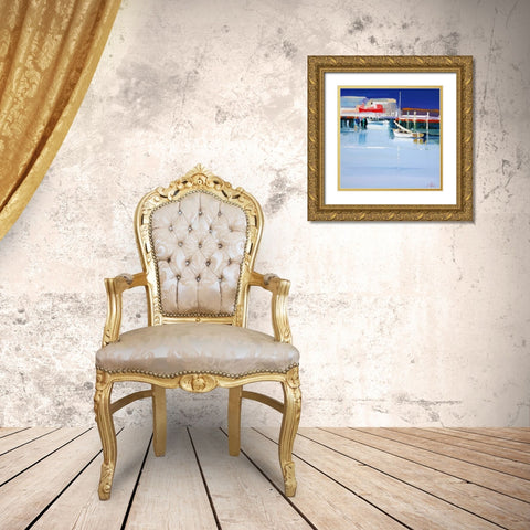 Port Fairy Moorings 2 Gold Ornate Wood Framed Art Print with Double Matting by Penny, Craig Trewin