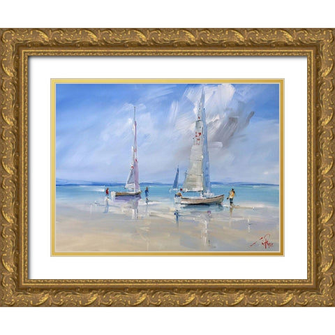 Aspendale Racers Gold Ornate Wood Framed Art Print with Double Matting by Penny, Craig Trewin