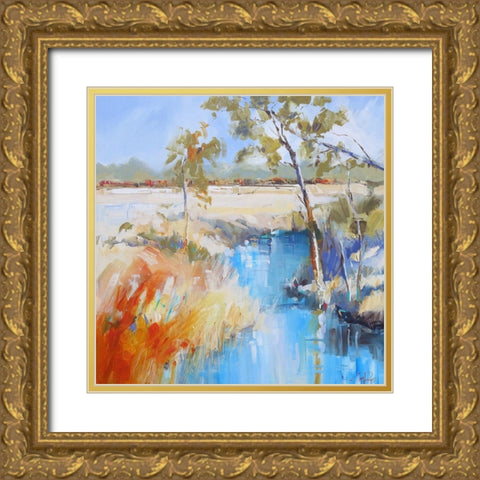 Summer Creek Gold Ornate Wood Framed Art Print with Double Matting by Penny, Craig Trewin