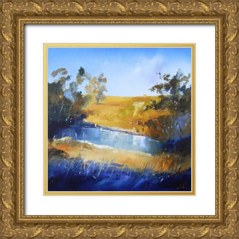 Winter Dam Gold Ornate Wood Framed Art Print with Double Matting by Penny, Craig Trewin