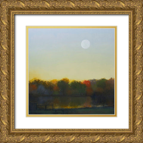 Moonrise-Footbridge at White Rock Gold Ornate Wood Framed Art Print with Double Matting by Pannell, Cap
