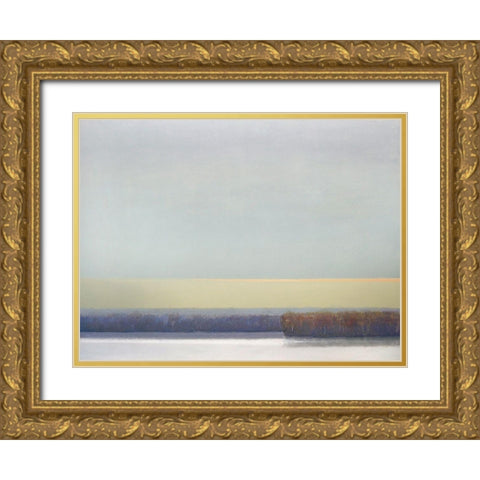 Winter Afternoon White Rock No. 2 Gold Ornate Wood Framed Art Print with Double Matting by Pannell, Cap