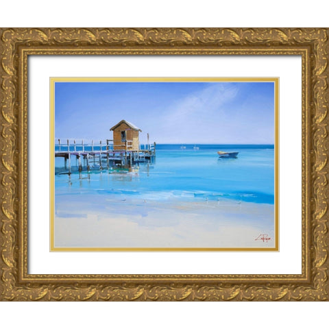 The Yellow Shed Gold Ornate Wood Framed Art Print with Double Matting by Penny, Craig Trewin