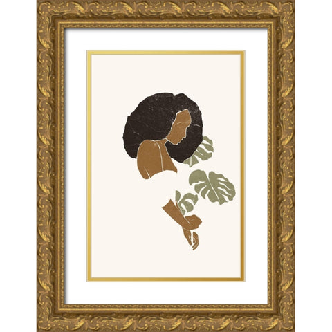 Boho Monstera Leaves I Gold Ornate Wood Framed Art Print with Double Matting by Pont, Yuyu