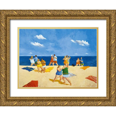 Tango Beach Gold Ornate Wood Framed Art Print with Double Matting by Paraskevas, Michael