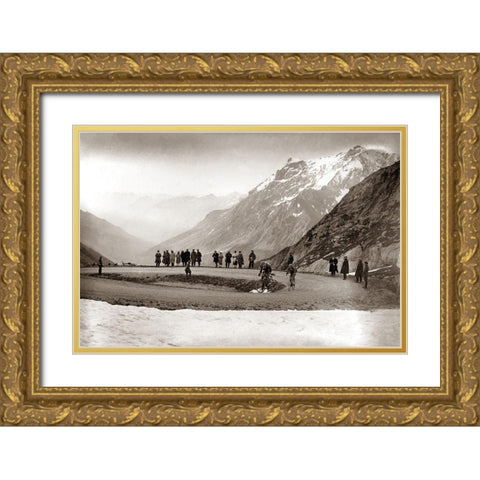 Snow on the Galibier, 1924 Gold Ornate Wood Framed Art Print with Double Matting by E Sports Presse