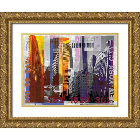 New York Sky Urban Gold Ornate Wood Framed Art Print with Double Matting by Pfrommer, Sven