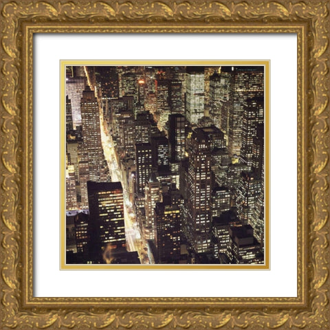 City Lights Gold Ornate Wood Framed Art Print with Double Matting by PhotoINC Studio