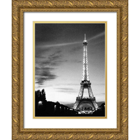 Eiffel Tower Gold Ornate Wood Framed Art Print with Double Matting by PhotoINC Studio