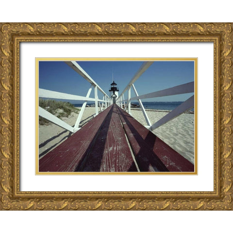 Light House Gold Ornate Wood Framed Art Print with Double Matting by PhotoINC Studio
