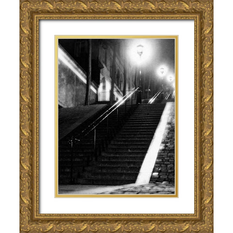 Montmartre Gold Ornate Wood Framed Art Print with Double Matting by PhotoINC Studio