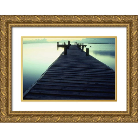 Pier 1 Gold Ornate Wood Framed Art Print with Double Matting by PhotoINC Studio