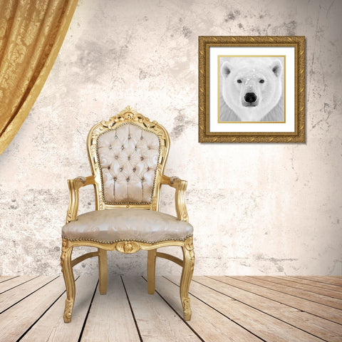 Polar Bear Gold Ornate Wood Framed Art Print with Double Matting by PhotoINC Studio