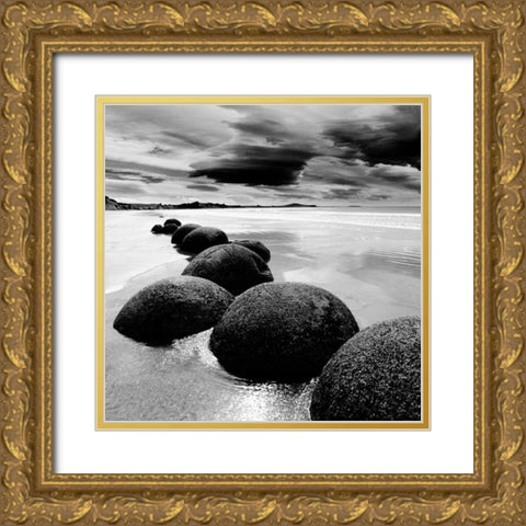 Rocks Gold Ornate Wood Framed Art Print with Double Matting by PhotoINC Studio