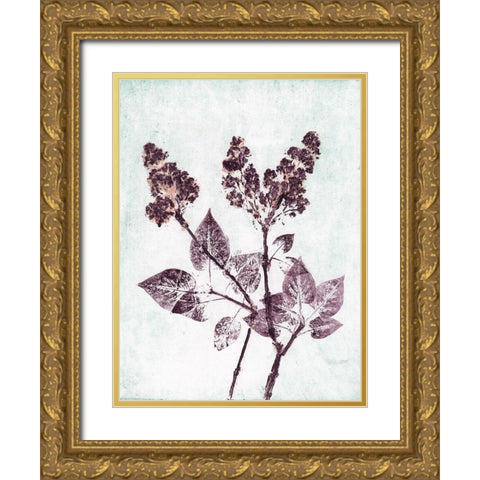 Lilac 1 Aqua Plum Gold Ornate Wood Framed Art Print with Double Matting by Folcarelli, Pernille