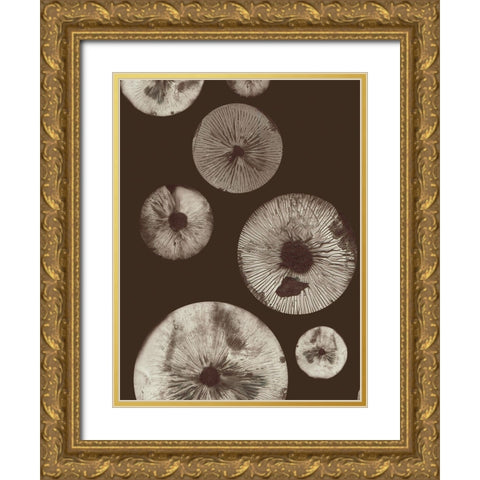 Mushroom 5 Dark Brown Gold Ornate Wood Framed Art Print with Double Matting by Folcarelli, Pernille
