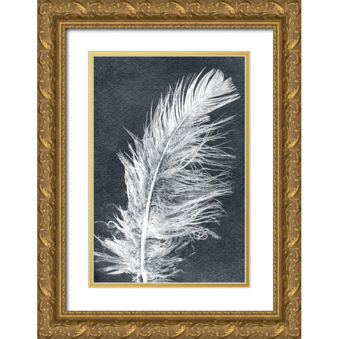Feather 1 Dark Gold Ornate Wood Framed Art Print with Double Matting by Folcarelli, Pernille