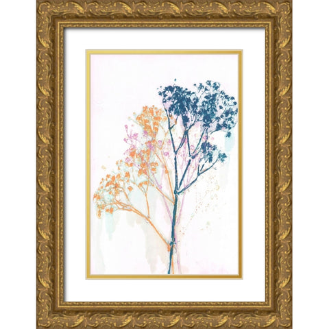 Gypso 2 Mustard Blue Gold Ornate Wood Framed Art Print with Double Matting by Folcarelli, Pernille