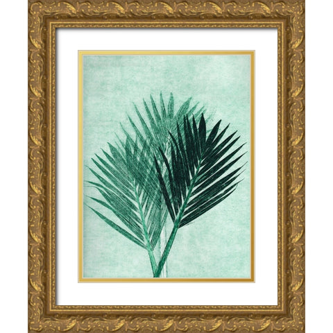 Palm 4 Green Gold Ornate Wood Framed Art Print with Double Matting by Folcarelli, Pernille