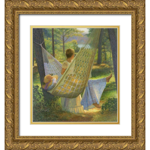 Summertime Gold Ornate Wood Framed Art Print with Double Matting by Quidley, Peter