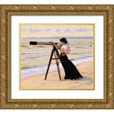 Outlook Gold Ornate Wood Framed Art Print with Double Matting by Quidley, Peter